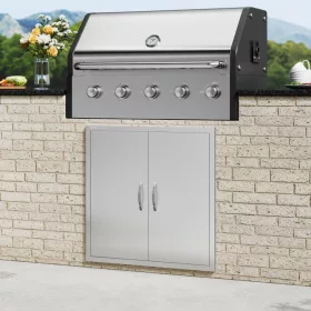   Rozsdamentes acél konyhaszekrény ajtó front 790x790 mm kétszárnyú, négyzetes kültéri ajtó grillszigethez