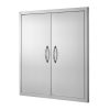 Rozsdamentes acél konyhaszekrény ajtó front 790x790 mm kétszárnyú, négyzetes kültéri ajtó grillszigethez