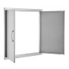 Rozsdamentes acél konyhaszekrény ajtó front 790x790 mm kétszárnyú, négyzetes kültéri ajtó grillszigethez