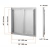 Dupla kültéri konyhaajtó grill ajtófront 660x610 mm rozsdamentes acél kültéri ajtó grillkonyhához