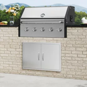   Rozsdamentes acél konyhaszekrény ajtó front 838x558 mm kétszárnyú kültéri ajtó grillszigethez