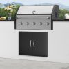 Fekete kültéri konyhaszekrény ajtó front 788x610 mm kétszárnyú matt fekete porfestett ajtó grillszigethez