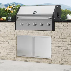   Duplaszárnyú kültéri konyhaszekrény ajtó 914x534 mm rozsdamentes acél ajtó grillszigethez és kültéri konyhához