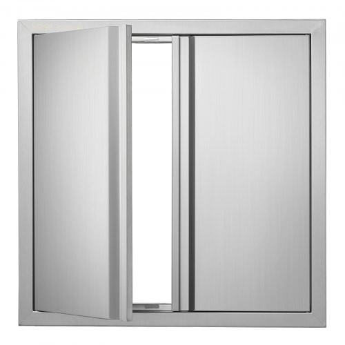Grillajtó dupla szekrényajtó 610x610 mm rozsdamentes acél kültéri BBQ ajtó süllyesztett fogantyúkkal