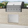 Egyajtós grillajtó 685x508 mm rozsdamentes acél kültéri BBQ szekrényajtó fogantyúval 