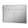 Rozsdamentes acél grillajtó dupla falú kültéri ajtó 71x48 cm kétrétegű inox BBQ ajtó fogantyúval