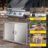 Rozsdamentes acél grillajtó dupla falú kültéri ajtó 71x48 cm kétrétegű inox BBQ ajtó fogantyúval