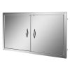 Rozsdamentes acél grillajtó 99x66 cm inox kültéri dupla BBQ ajtó kültéri konyhához