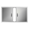 Rozsdamentes acél grillajtó 99x66 cm inox kültéri dupla BBQ ajtó kültéri konyhához