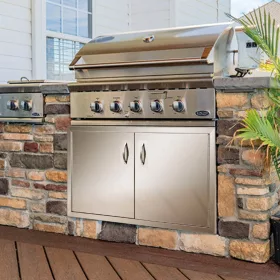   Rozsdamentes acél grillajtó 87,6x48,2 cm dupla BBQ ajtó dupla falú kivitel kültéri konyhához