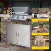 Rozsdamentes acél grillajtó 78,7x61 cm kétszárnyú BBQ ajtó kültéri konyhához dupla falú, kampókkal