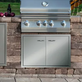   Rozsdamentes acél grillajtó 83,8x55,8 cm dupla BBQ ajtó kültéri konyhához