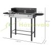 Grillsütő faszén grill és nyárs egyben grill forgatónyárssal 118x32x90 cm fekete BBQ grillező