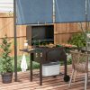 Charcoal grill BBQ-Grill and smoker in one, with adjustable charcoal compartment and side shelves 124x66x112 cm black