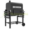 Charcoal grill BBQ-Grill and smoker in one, with adjustable charcoal compartment and side shelves 124x66x112 cm black