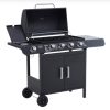 Gázgrill BBQ grill kocsi 125x51x100 cm 4 égővel+1 oldalsó égő