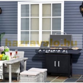   Gázgrill BBQ grill kocsi 125x51x100 cm 4 égővel+1 oldalsó égő