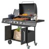 Gas grill BBQ grill cart 125x51x100 cm with 4 burners + 1 side burner