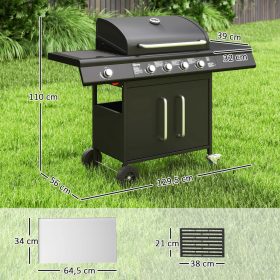   Gázgrill BBQ grill kocsi 129x56x110 cm 4 égővel+1 oldalsó égő