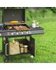Gázgrill BBQ grill kocsi 129x56x110 cm 4 égővel+1 oldalsó égő
