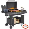 Gázgrill BBQ grill kocsi 129x56x110 cm 4 égővel+1 oldalsó égő