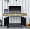 Gas grill BBQ grill cart 135x50x100 cm with 6 burners + 1 side burner