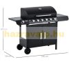 Gázgrill BBQ grill kocsi 135x50x100 cm 6 égővel+1 oldalsó égő