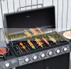 Gázgrill BBQ grill kocsi 135x50x100 cm 6 égővel+1 oldalsó égő