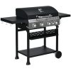 Gas grill BBQ grill cart 135x53x101 cm 4 burner gas grill and 1 side burner