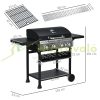 Gas grill BBQ grill cart 135x53x101 cm 4 burner gas grill and 1 side burner