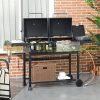 Gázgrill és faszenes grill BBQ grill kocsi 161x53x101 cm 3 égővel, hőmérővel és melegítőtálcákkal