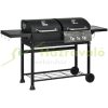 Gázgrill és faszenes grill BBQ grill kocsi 161x53x101 cm 3 égővel, hőmérővel és melegítőtálcákkal