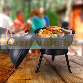   Grillsütő felnyitható fedeles gömbgrill hordozható faszenes BBQ 