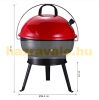 Barbecue grill with openable spherical grill portable charcoal BBQ red-black