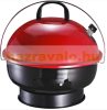 Barbecue grill with openable spherical grill portable charcoal BBQ red-black