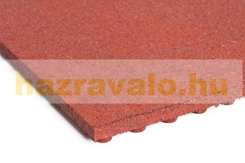 Sportpálya esésvédő gumilap 30mm 1000x1000mm vörös színben négyzet osztott mintás gumiburkolat