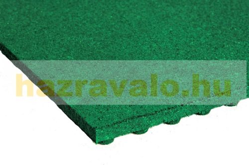 Sportpálya esésvédő gumilap 30mm 1000x1000mm zöld színben négyzet osztott mintás gumiburkolat