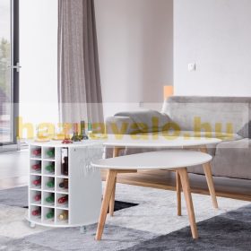   Zsúrkocsi gurulós borállvány, bárkocsi fehér borospohár tartóval