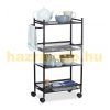 Narrow trolley on wheels with 2 shelves and 2 baskets in black