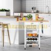 Kitchen trolley, rolling kitchen trolley with foldable bamboo worktop, drawer and removable basket