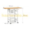 Kitchen trolley, rolling kitchen trolley with foldable bamboo worktop, drawer and removable basket