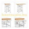 Kitchen trolley, rolling kitchen trolley with foldable bamboo worktop, drawer and removable basket