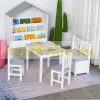 Children's furniture set 4-piece children's seating set children's storage bench in gray white color