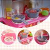 Gyerek játékkonyha rózsaszín műanyag konyha gőz funkcióval, fénnyel és hanggal, 48 kiegészítővel