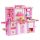 Gyerek játékkonyha 3 az 1-ben rózsaszín konyha gőz funkcióval, fénnyel és hanggal, 74 kiegészítővel
