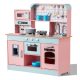 Gyerek játékkonyha rózsaszín fa konyha fénnyel és hanggal, 24 kiegészítővel 3-6 éves kortól