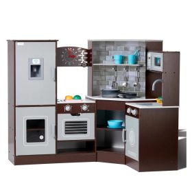   Gyerek sarokkonyha fa játékkonyha fénnyel, hanggal és jégadagolóval