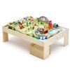 Fa gyerek játékasztal 3 az 1-ben vasút játékasztal 120 részes szettel, összecsukható tárolóval