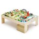 Fa gyerek játékasztal 3 az 1-ben vasút játékasztal 120 részes szettel, összecsukható tárolóval