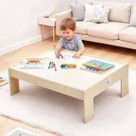   Fa gyerek játékasztal 3 az 1-ben vasút játékasztal 120 részes szettel, összecsukható tárolóval